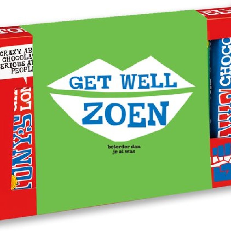 Tony's Chocolonely Chocolade Proeverijtje Get Well Zoen