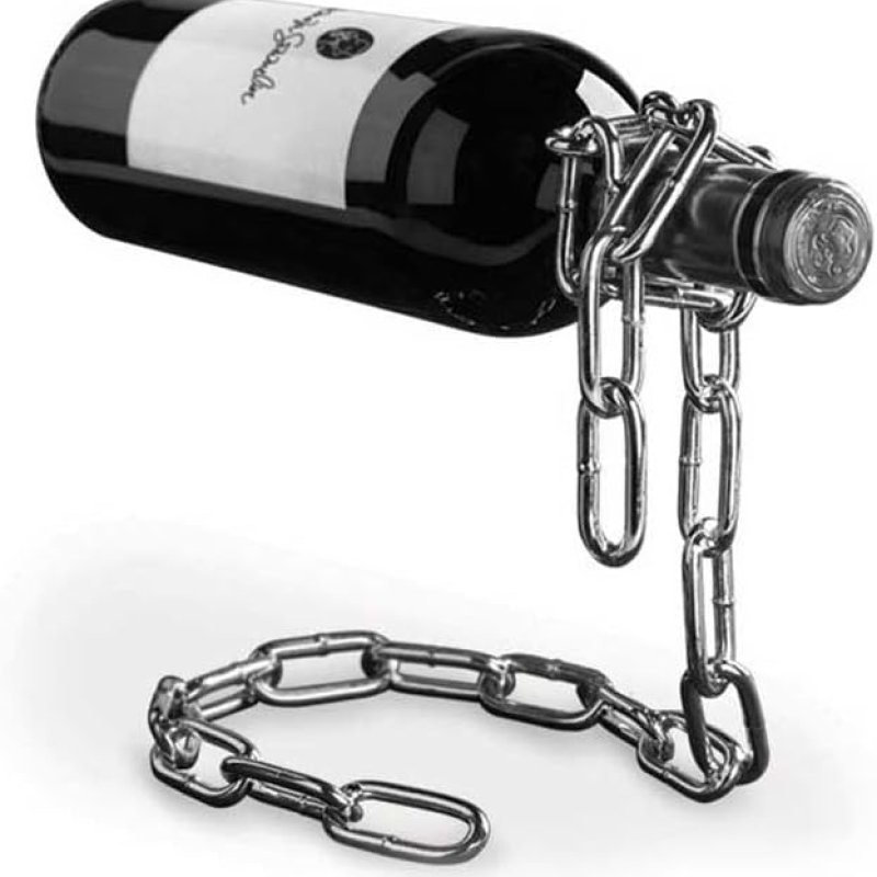 Wijnflessenhouder "toverketting" -  magisch ketting wijnrek voor 1 fles - Bottle Holder Floating Steel Link Chain