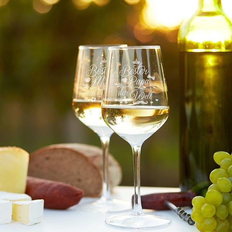 AMAVEL Witte wijnglas bester papa der welt -  Made in Germany