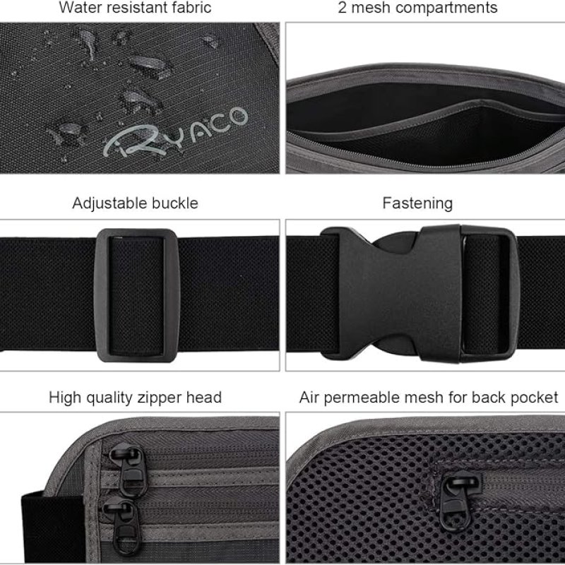 Veilig Verborgen reispaspoort Portemonnee - Travel Money Belt, RFID-heuptas voor hardlopen, fietsen, wandelen - Duurzaam Comfortabel Lichtgewicht