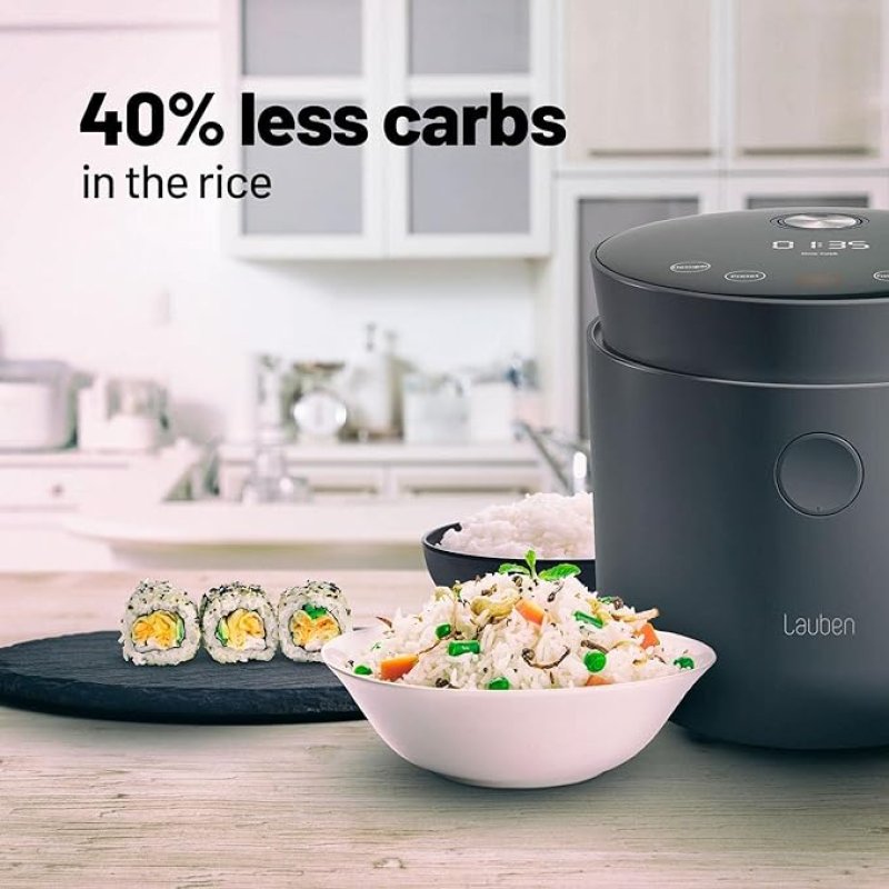 Lauben Low Sugar Rice Cooker 1500AT Rijstkoker met lage suikerfunctie, inhoud 1,5 l, timer, warmhoudfunctie, binnenbak vaatwasmachinebestendig, antiaanbaklaag