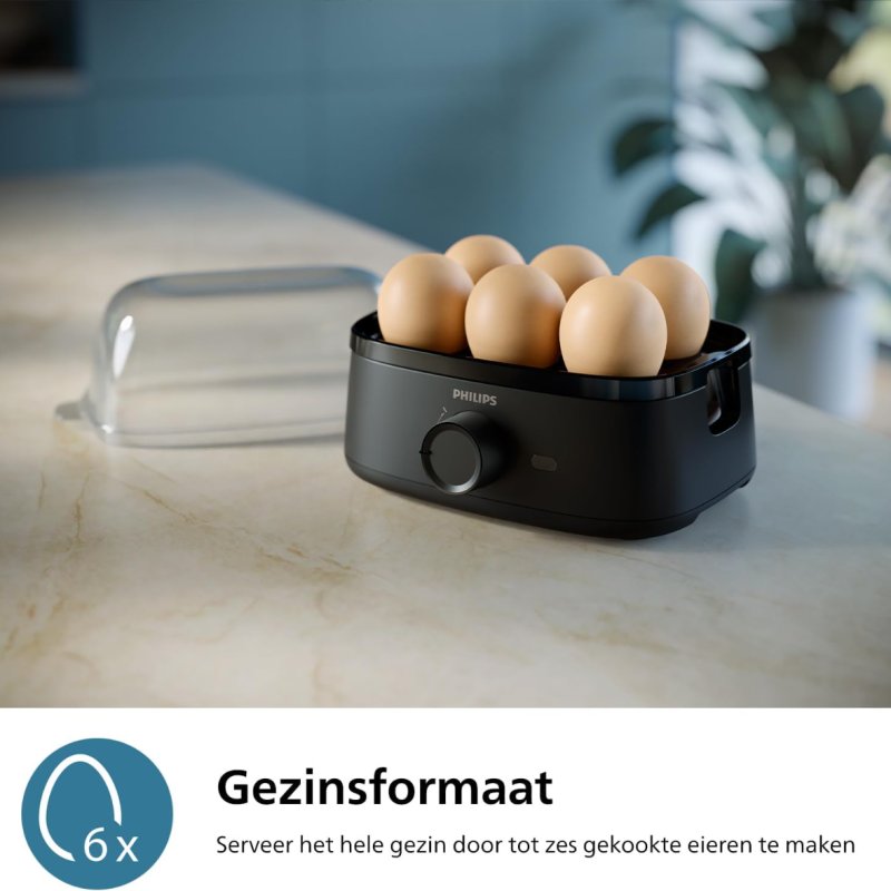 PHILIPS Eierkoker 3000-Serie, Gezinsformaat tot 6 Eieren (zacht, medium, hard, gepocheerd)