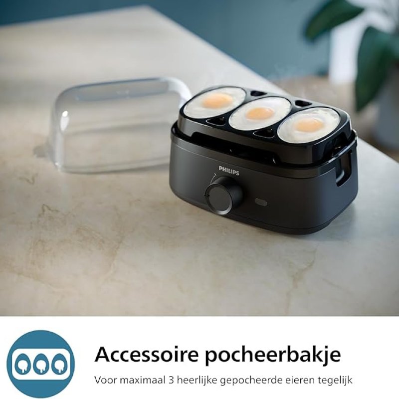 PHILIPS Eierkoker 3000-Serie, Gezinsformaat tot 6 Eieren (zacht, medium, hard, gepocheerd)