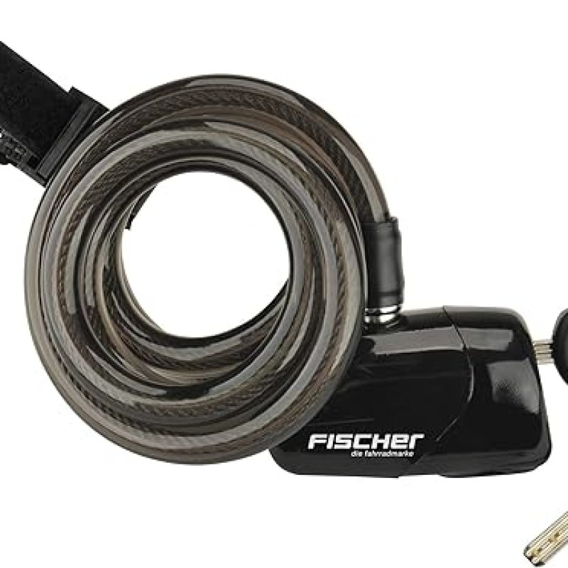 FISCHER 85908 Alarm-spiraalslot, alarm bij diefstal, 120 cm, 110 db, spiraalslot, 2 sleutels