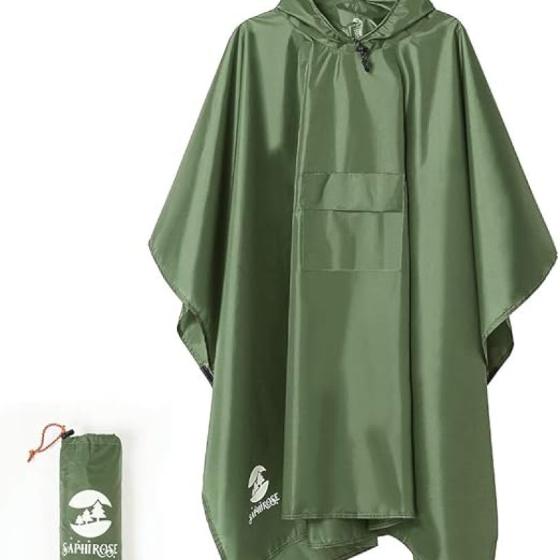 Summer Mae Regenponcho, voor wandelen, fietsen, outdoor, 3-in-1, voor dames en heren, herbruikbaar, poncho- regenjas
