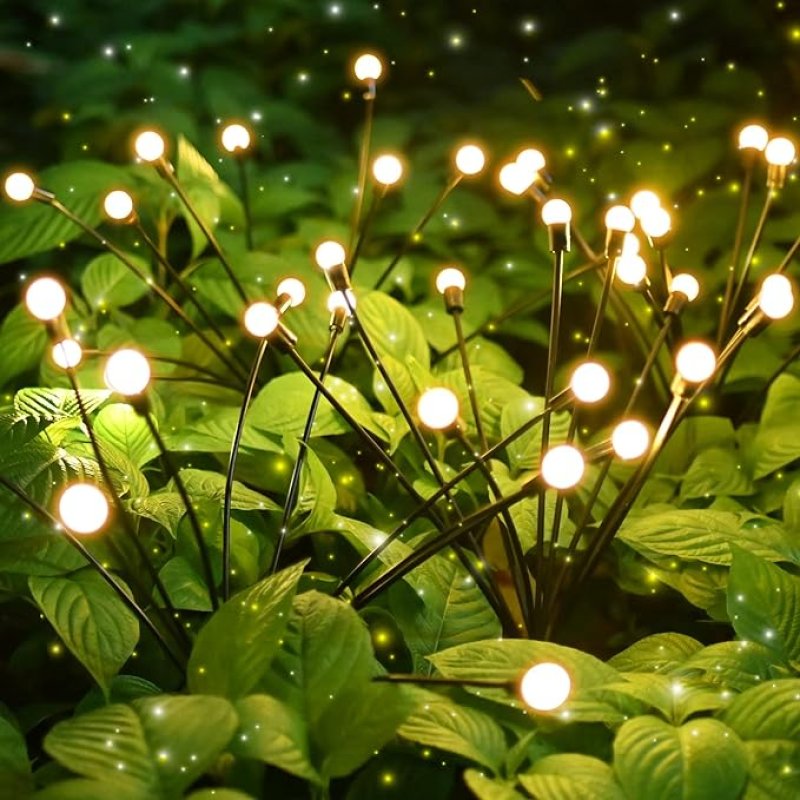 COFEMY Firefly Tuinverlichting op zonne-energie, 4 stuks, 10 leds, waterdicht, lampen op zonne-energie voor buiten, tuin, voetpad, yard,