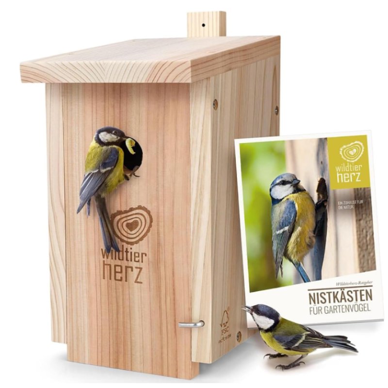 Nestkast voor Koolmees van massief hout