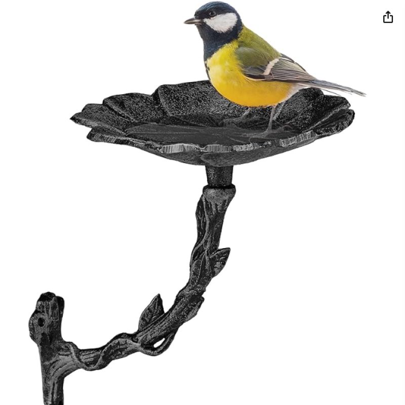 Vogelbad van gietijzer, weerbestendig, vogeldrinkschaal voor aan de muur